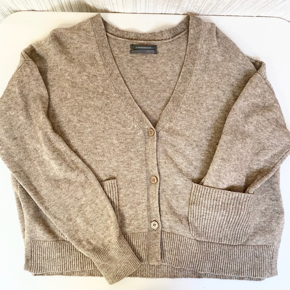 Anthropologie Brown Knit Cardigan Size S